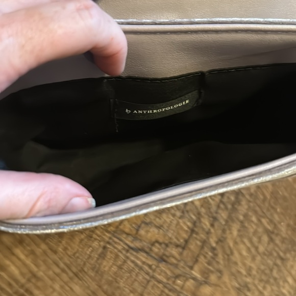 Anthropology Mauve Velvet Crossbody with Circle Faux Tortoise Handle - Picture 6 of 6